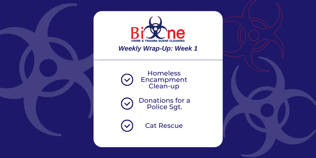 Bio-One Homeless Encampment, Rescuing Cats, Donating to Police Officer